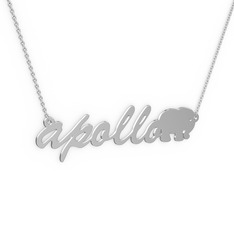 925 ayar gümüş kolye (6 karakterli el yazısı, 40 cm beyaz altın rolo zincir)