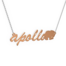 8 ayar rose altın kolye (6 karakterli el yazısı, 40 cm beyaz altın rolo zincir)