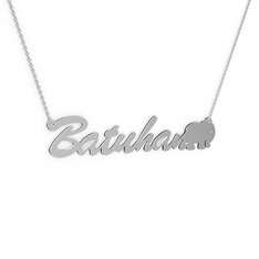 Fil İsim Kolye - 8 ayar beyaz altın kolye (7 karakterli el yazısı, 40 cm beyaz altın rolo zincir) #1o5bqoe