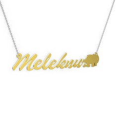 Fil İsim Kolye - 925 ayar altın kaplama gümüş kolye (8 karakterli el yazısı, 40 cm gümüş rolo zincir) #1vtn5kk