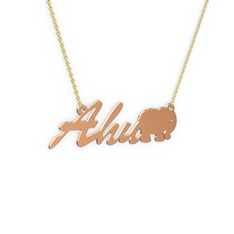 18 ayar rose altın kolye (3 karakterli el yazısı, 40 cm altın rolo zincir)