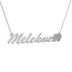 Fil İsim Kolye - 18 ayar beyaz altın kolye (8 karakterli el yazısı, 40 cm beyaz altın rolo zincir) #815fj6