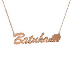 925 ayar rose altın kaplama gümüş kolye (7 karakterli el yazısı, 40 cm rose altın rolo zincir)