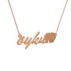 18 ayar rose altın kolye (4 karakterli el yazısı, 40 cm rose altın rolo zincir)