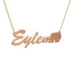 8 ayar rose altın kolye (5 karakterli el yazısı, 40 cm altın rolo zincir)