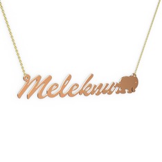 18 ayar rose altın kolye (8 karakterli el yazısı, 40 cm altın rolo zincir)