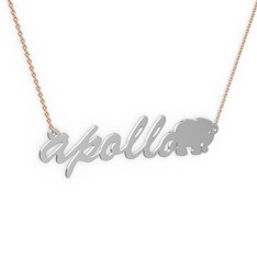 925 ayar gümüş kolye (6 karakterli el yazısı, 40 cm rose altın rolo zincir)