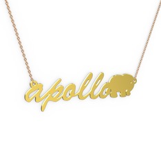 925 ayar altın kaplama gümüş kolye (6 karakterli el yazısı, 40 cm gümüş rolo zincir)