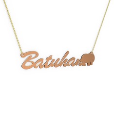 8 ayar rose altın kolye (7 karakterli el yazısı, 40 cm altın rolo zincir)