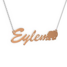 18 ayar rose altın kolye (5 karakterli el yazısı, 40 cm gümüş rolo zincir)