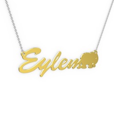 Fil İsim Kolye - 8 ayar altın kolye (5 karakterli el yazısı, 40 cm beyaz altın rolo zincir) #swtmdo