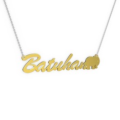 Fil İsim Kolye - 8 ayar altın kolye (7 karakterli el yazısı, 40 cm beyaz altın rolo zincir) #tqpuo4