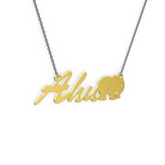 14 ayar altın kolye (3 karakterli el yazısı, 40 cm gümüş rolo zincir)