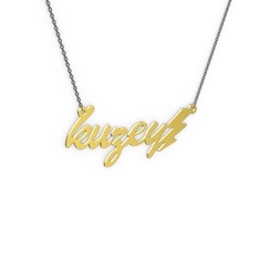 Şimşek İsim Kolye - 8 ayar altın kolye (5 karakterli el yazısı, 40 cm gümüş rolo zincir) #11d8gmd