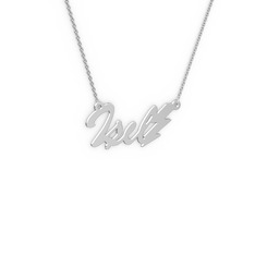 925 ayar gümüş kolye (4 karakterli el yazısı, 40 cm beyaz altın rolo zincir)