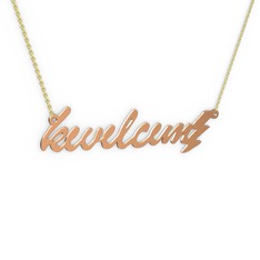 14 ayar rose altın kolye (8 karakterli el yazısı, 40 cm gümüş rolo zincir)