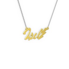 14 ayar altın kolye (4 karakterli el yazısı, 40 cm beyaz altın rolo zincir)