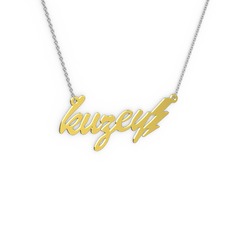 8 ayar altın kolye (5 karakterli el yazısı, 40 cm beyaz altın rolo zincir)