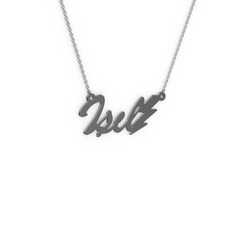 Şimşek İsim Kolye - 925 ayar siyah rodyum kaplama gümüş kolye (4 karakterli el yazısı, 40 cm gümüş rolo zincir) #16hchwj