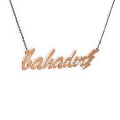 Şimşek İsim Kolye - 925 ayar rose altın kaplama gümüş kolye (7 karakterli el yazısı, 40 cm gümüş rolo zincir) #17gpfml