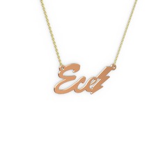 925 ayar rose altın kaplama gümüş kolye (3 karakterli el yazısı, 40 cm gümüş rolo zincir)