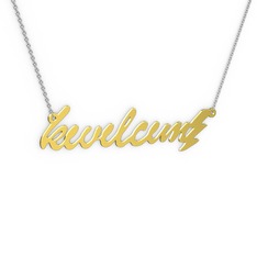 14 ayar altın kolye (8 karakterli el yazısı, 40 cm beyaz altın rolo zincir)