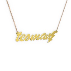 Şimşek İsim Kolye - 8 ayar altın kolye (6 karakterli el yazısı, 40 cm rose altın rolo zincir) #1cv4d0h