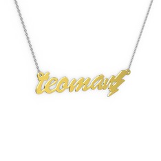 14 ayar altın kolye (6 karakterli el yazısı, 40 cm beyaz altın rolo zincir)