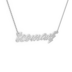 Şimşek İsim Kolye - 18 ayar beyaz altın kolye (6 karakterli el yazısı, 40 cm beyaz altın rolo zincir) #1gftmae