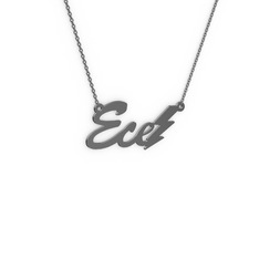 Şimşek İsim Kolye - 925 ayar siyah rodyum kaplama gümüş kolye (3 karakterli el yazısı, 40 cm gümüş rolo zincir) #1hre2lb