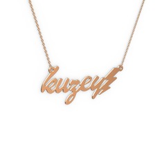 Şimşek İsim Kolye - 925 ayar rose altın kaplama gümüş kolye (5 karakterli el yazısı, 40 cm gümüş rolo zincir) #1m34o2p