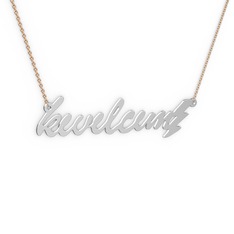 Şimşek İsim Kolye - 8 ayar beyaz altın kolye (8 karakterli el yazısı, 40 cm rose altın rolo zincir) #1o4fgns