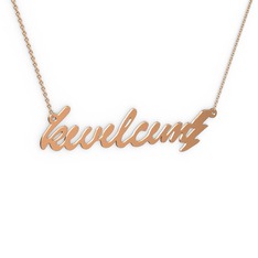 Şimşek İsim Kolye - 14 ayar rose altın kolye (8 karakterli el yazısı, 40 cm rose altın rolo zincir) #1q328e9