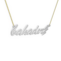 Şimşek İsim Kolye - 14 ayar beyaz altın kolye (7 karakterli el yazısı, 40 cm altın rolo zincir) #1r2hi23