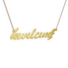 Şimşek İsim Kolye - 14 ayar altın kolye (8 karakterli el yazısı, 40 cm rose altın rolo zincir) #1txr75o