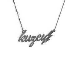 925 ayar siyah rodyum kaplama gümüş kolye (5 karakterli el yazısı, 40 cm gümüş rolo zincir)