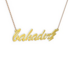 Şimşek İsim Kolye - 925 ayar altın kaplama gümüş kolye (7 karakterli el yazısı, 40 cm rose altın rolo zincir) #1wvuly5