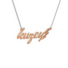 14 ayar rose altın kolye (5 karakterli el yazısı, 40 cm beyaz altın rolo zincir)