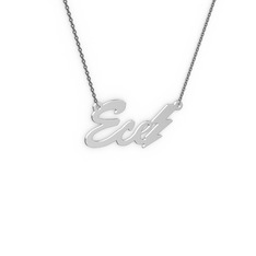 14 ayar beyaz altın kolye (3 karakterli el yazısı, 40 cm gümüş rolo zincir)