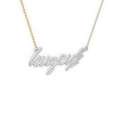 14 ayar beyaz altın kolye (5 karakterli el yazısı, 40 cm altın rolo zincir)