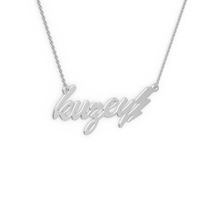 Şimşek İsim Kolye - 14 ayar beyaz altın kolye (5 karakterli el yazısı, 40 cm beyaz altın rolo zincir) #c632pu