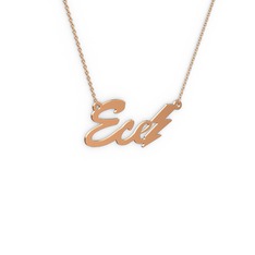 Şimşek İsim Kolye - 8 ayar rose altın kolye (3 karakterli el yazısı, 40 cm gümüş rolo zincir) #cdxrhi