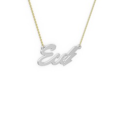 Şimşek İsim Kolye - 14 ayar beyaz altın kolye (3 karakterli el yazısı, 40 cm gümüş rolo zincir) #hhw45e