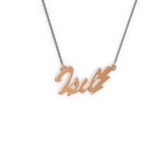 14 ayar rose altın kolye (4 karakterli el yazısı, 40 cm gümüş rolo zincir)
