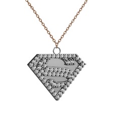 Swarovski 8 ayar beyaz altın kolye (40 cm rose altın rolo zincir)