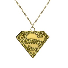 Superman Kolye - Peridot 14 ayar altın kolye (40 cm altın rolo zincir) #1vj4wuo