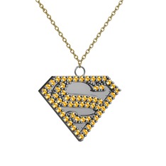 Sitrin 14 ayar beyaz altın kolye (40 cm altın rolo zincir)