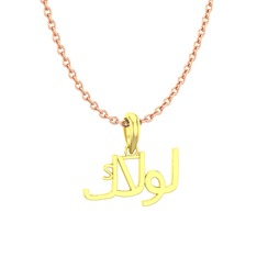 Arapça Kolye - 8 ayar altın kolye (15 karakterli times new roman, 40 cm gümüş rolo zincir) #p9tudq