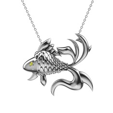Peridot 925 ayar gümüş kolye (40 cm beyaz altın rolo zincir)