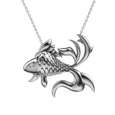 Japon Balığı Kolye - Swarovski 8 ayar beyaz altın kolye (40 cm gümüş rolo zincir) #w4qrdw